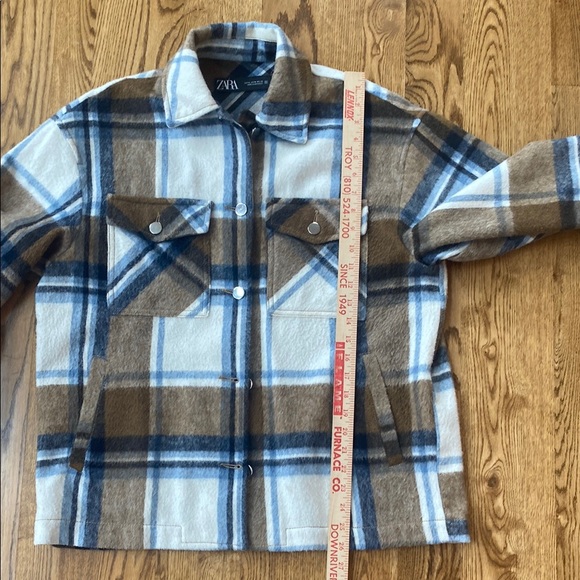 Zara shirtjack chore coat barn coat plaid button front warm medium layering - Picture 9 of 11